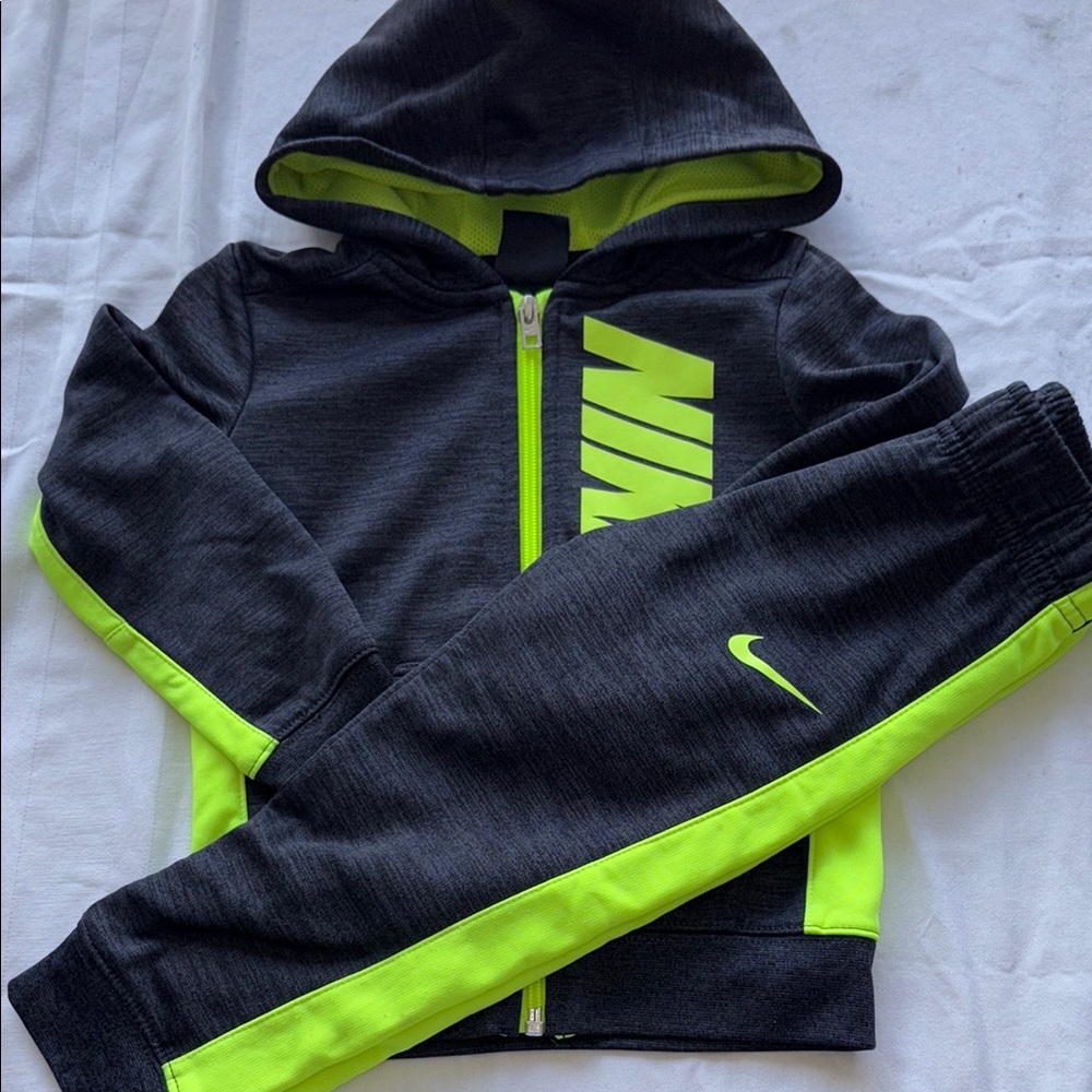 Nike Black and Green Joggers with Neon Accents